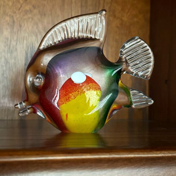 Jaros Glass Works Czech Art Glass Flounder Fish Hand Blown Fish - Picture 1 of 6